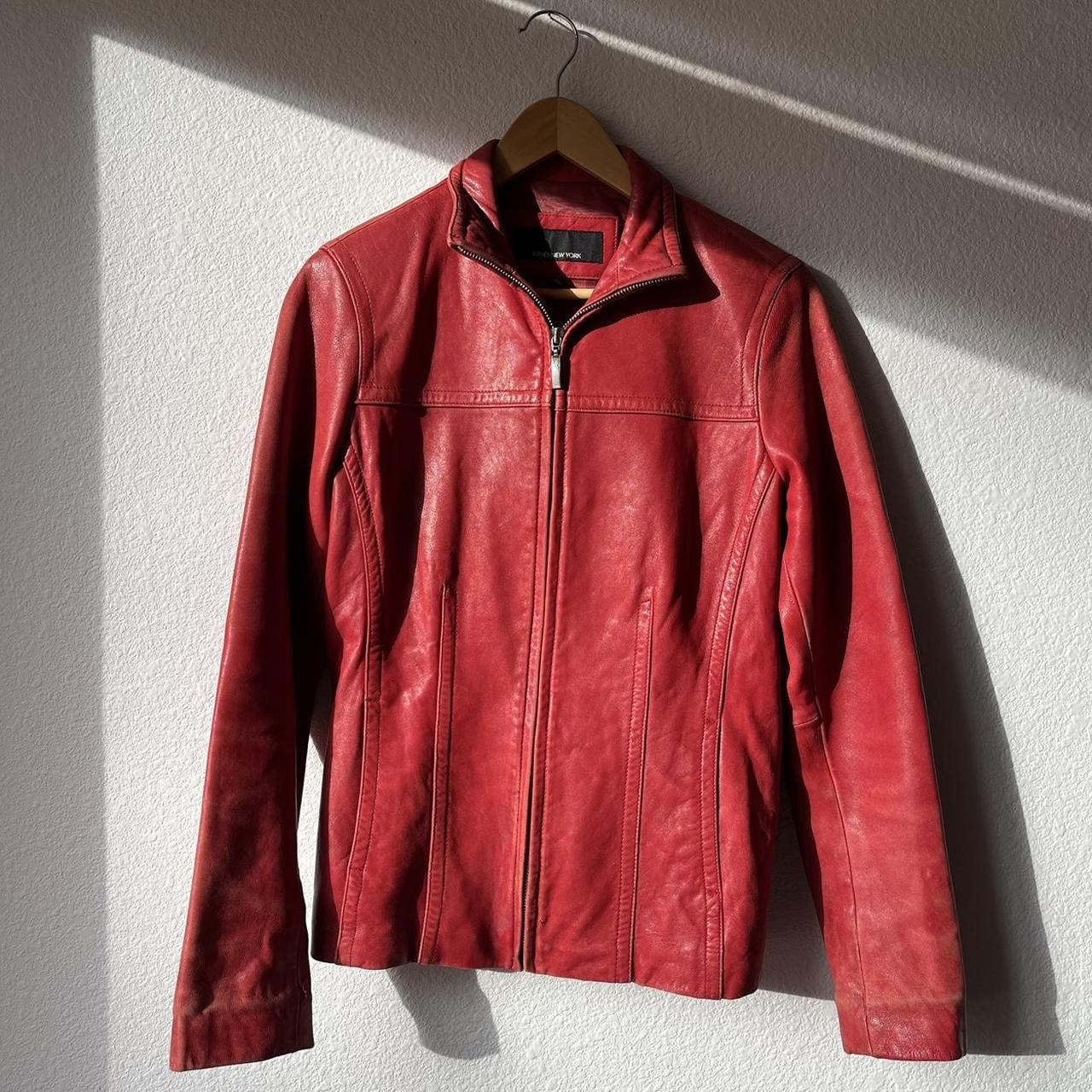 Jones new york shop red leather jacket