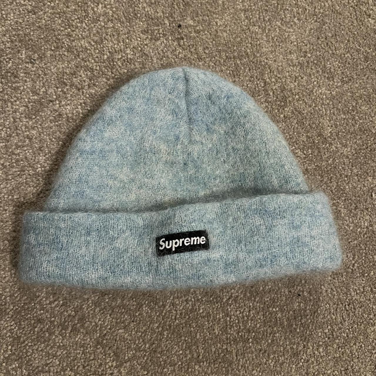 Supreme mohair blue beanie Slight discolouration on... - Depop