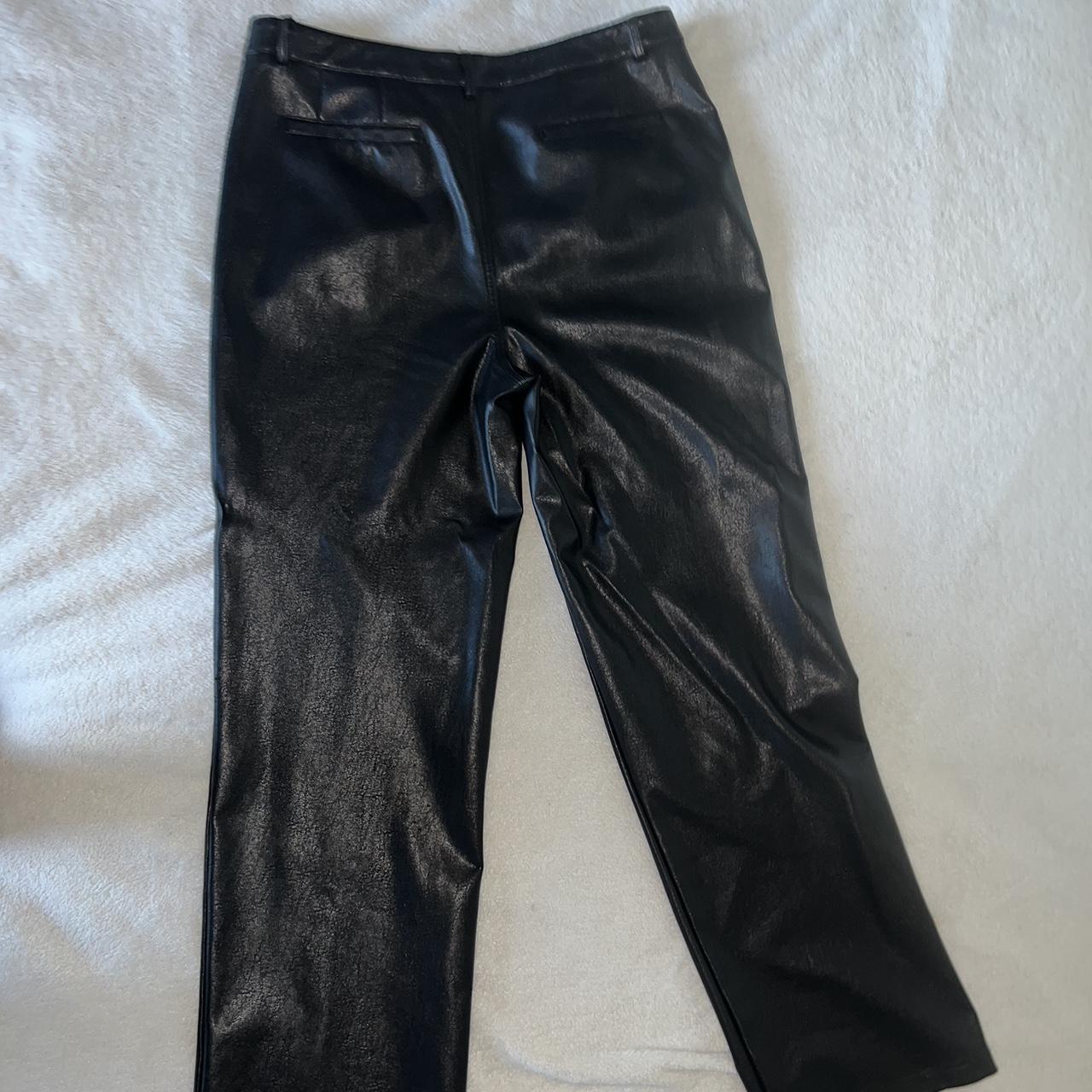 Women’s vintage Fashion Nova black leather wide leg... - Depop