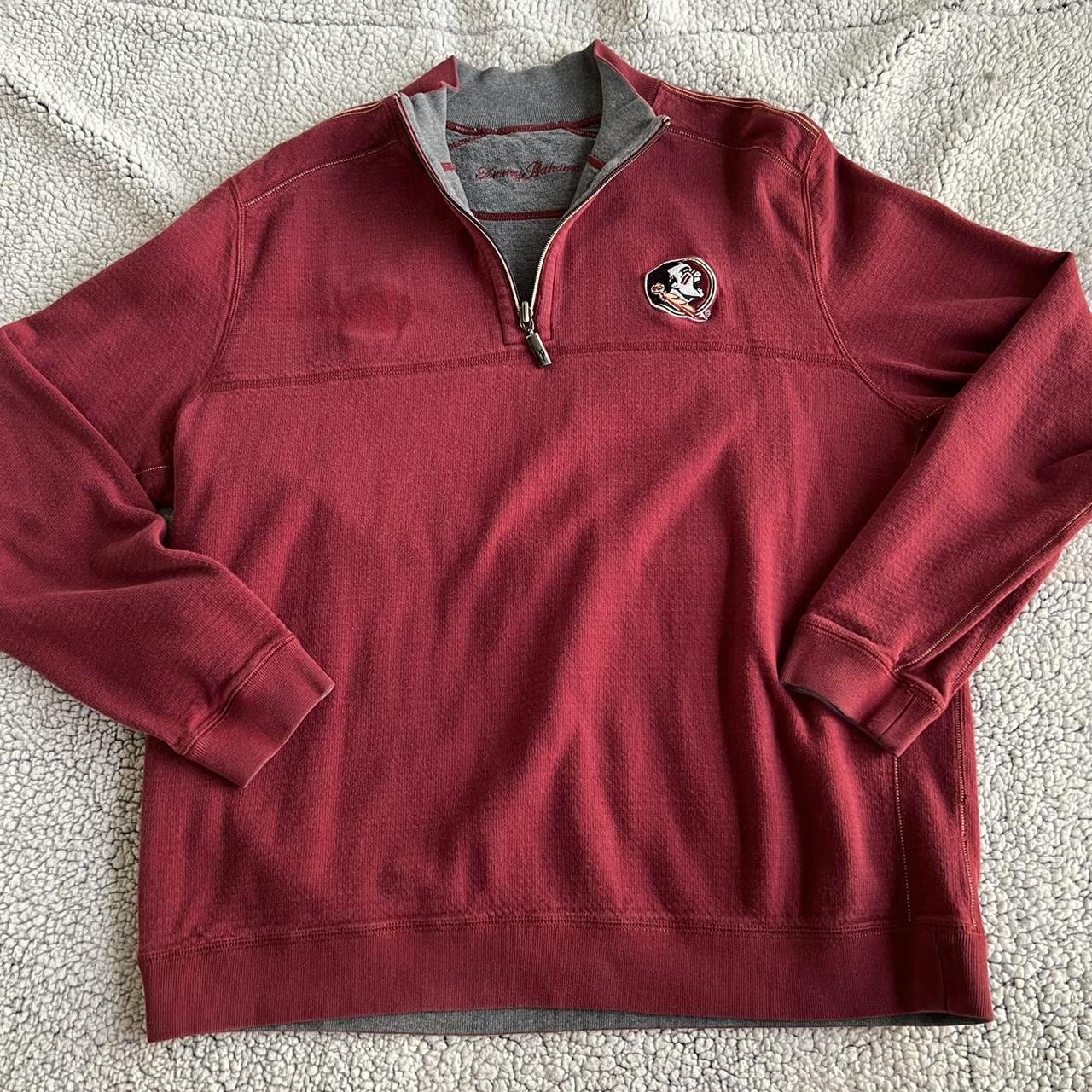 FSU reversible Tommy Bahama quarter zip, grey on one... - Depop