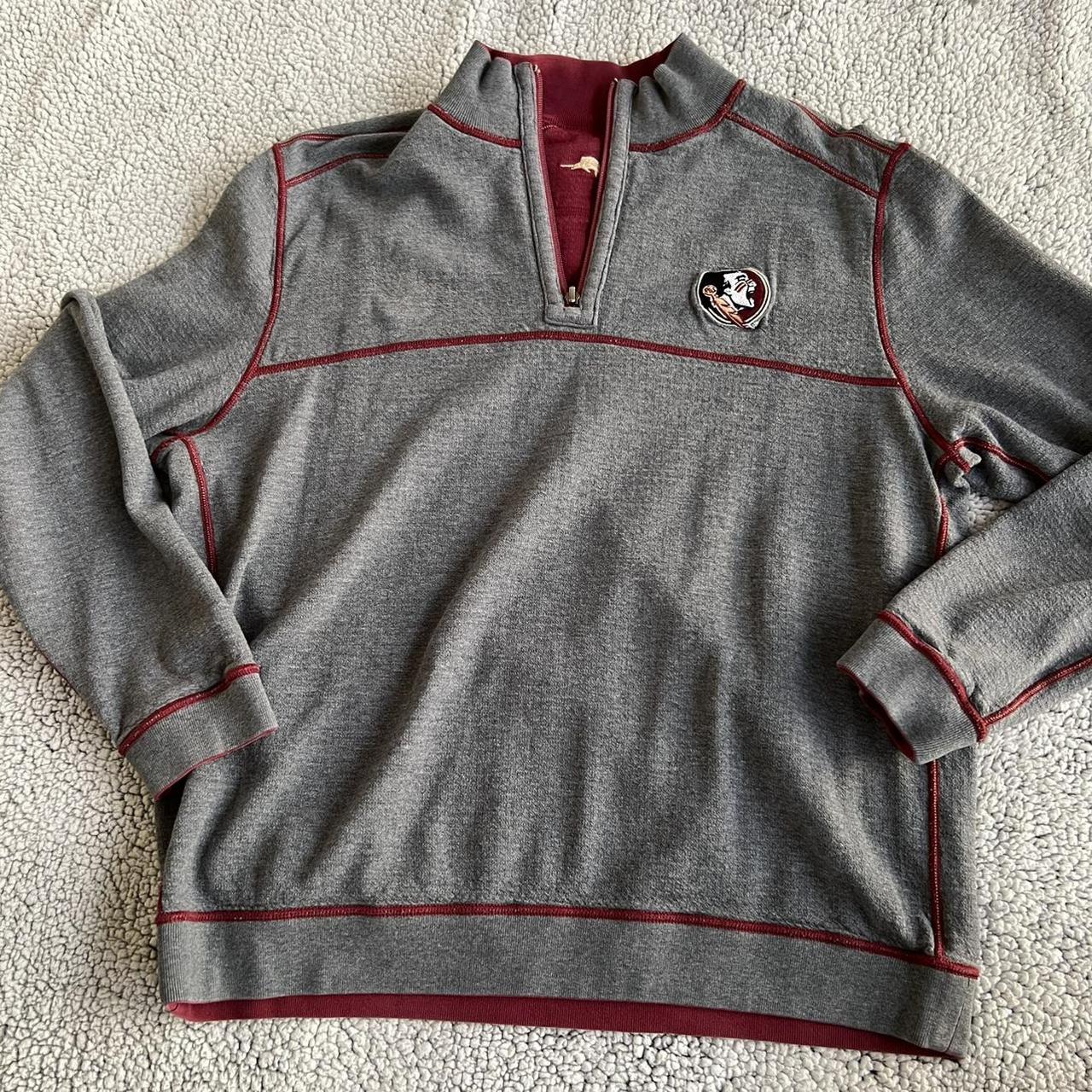 Fsu Reversible Tommy Bahama Quarter Zip, Grey On One - Depop