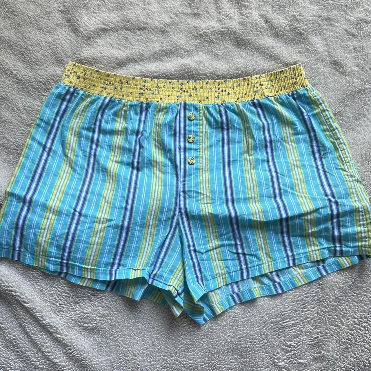 Adorable striped y2k boxer sleep shorts, brand is... - Depop