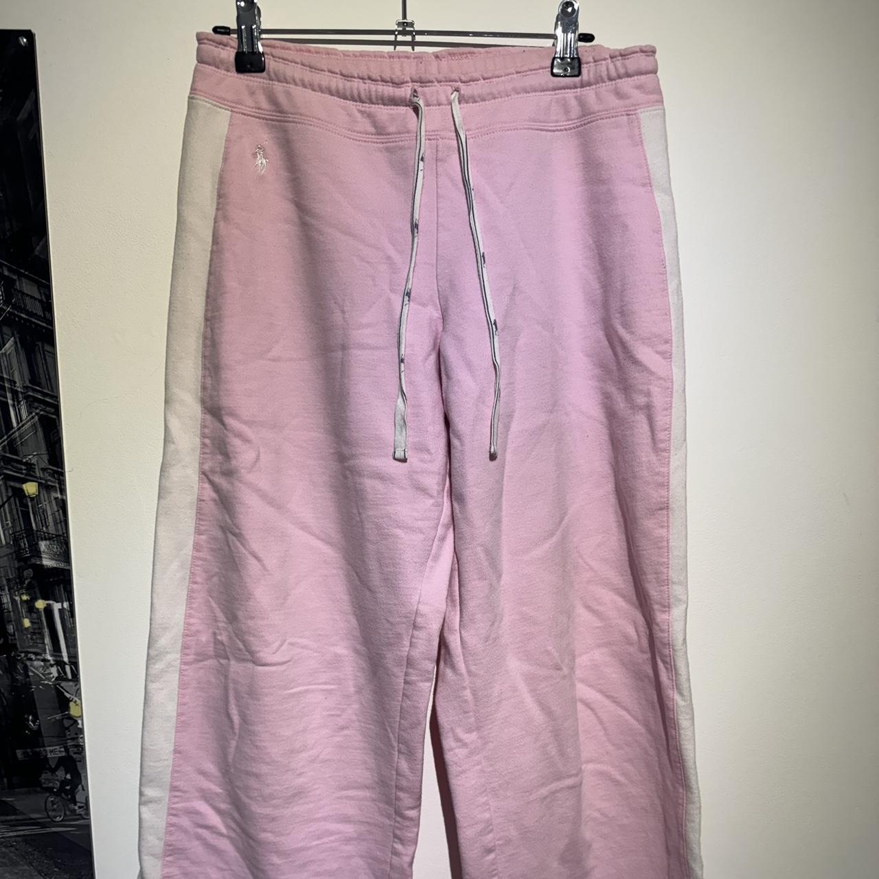 Pink Ralph Lauren Tracksuit Bottoms Womens Super Soft Wide Leg
