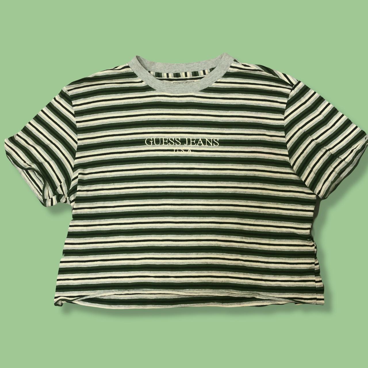 Guess jeans cheap green striped shirt