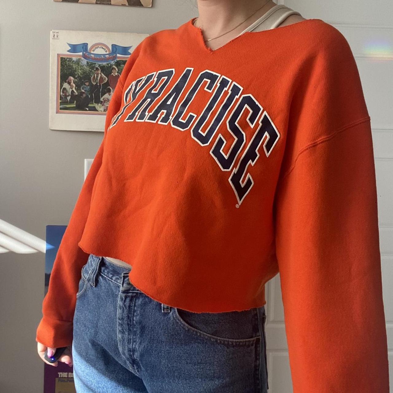 Cropped and cute bright orange Syracuse sweatshirt.... - Depop