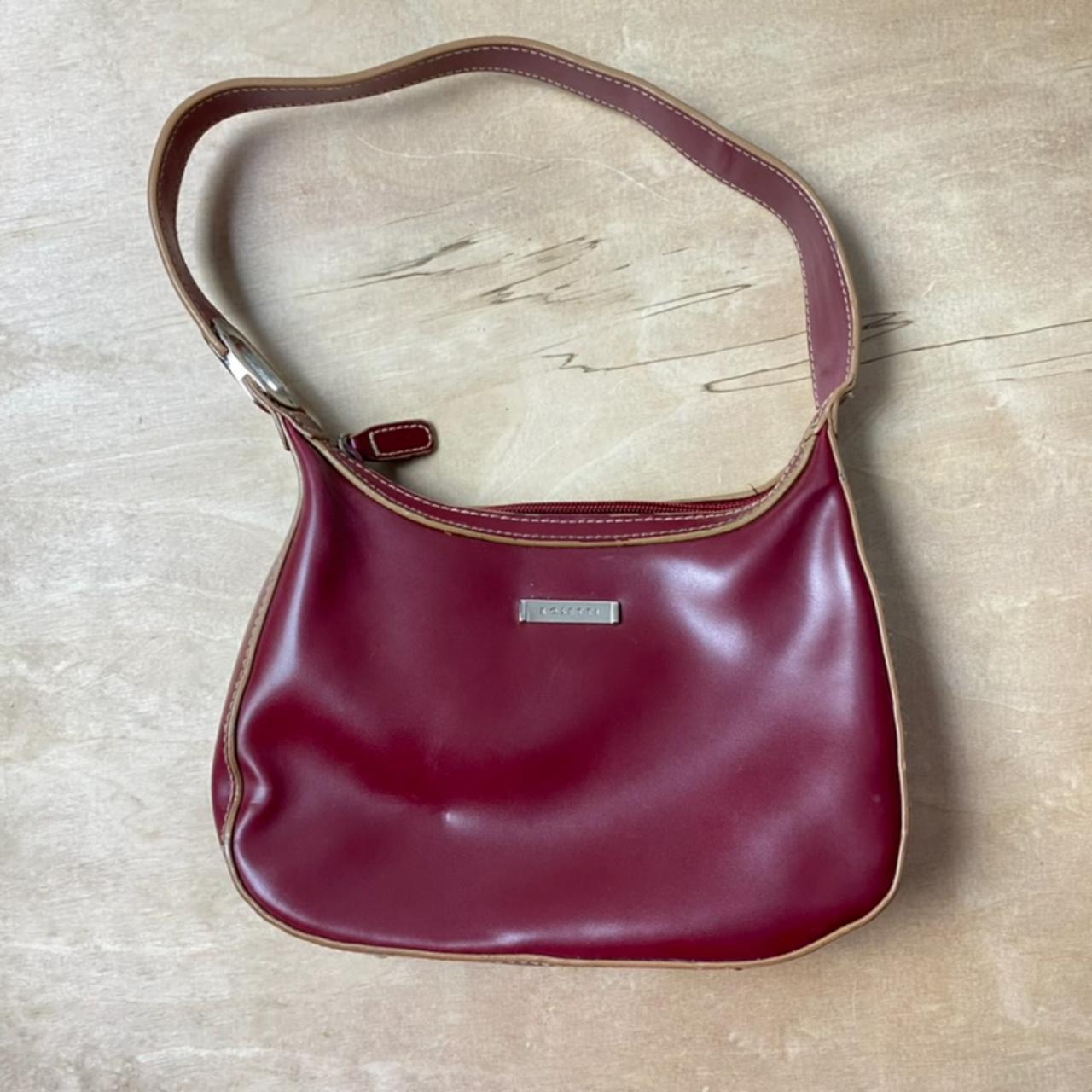 Y2K Rosetti Burgundy Red Shoulder Bag with Zipper... - Depop