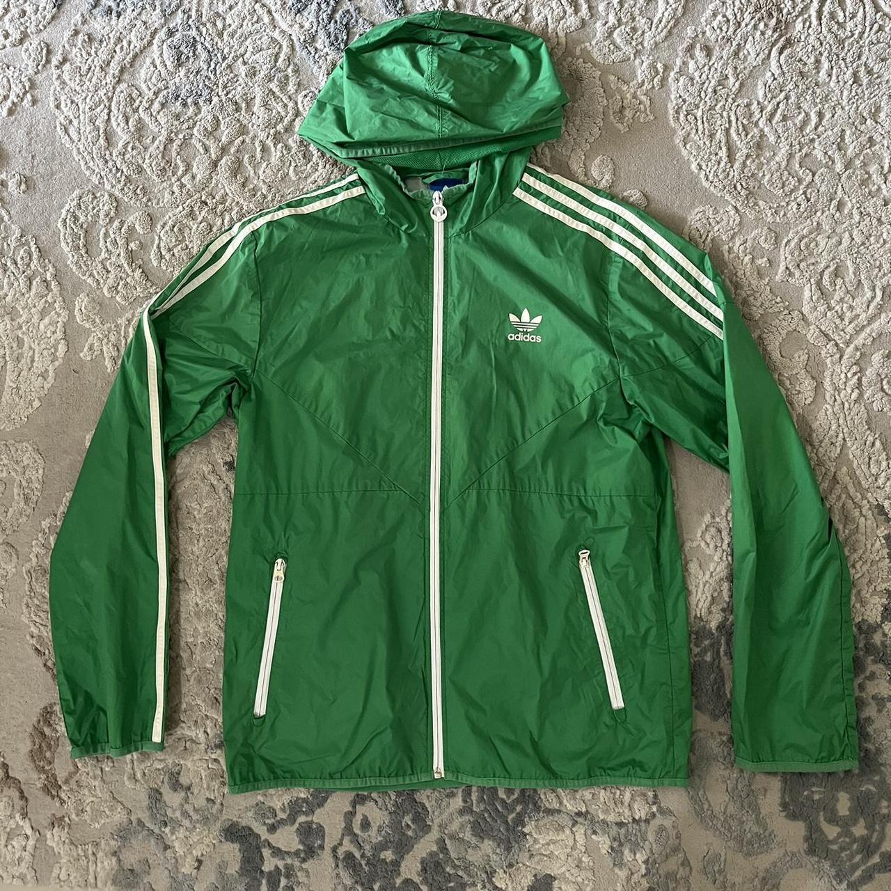 medium green adidas waterproof hooded jacket. gr8... - Depop