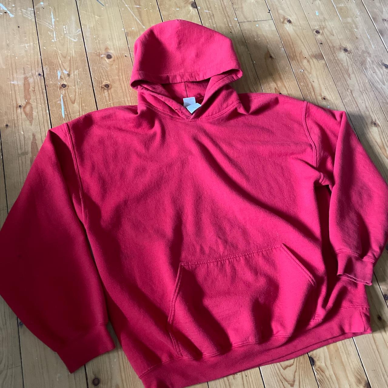Gildan Men's Red Hoodie Depop