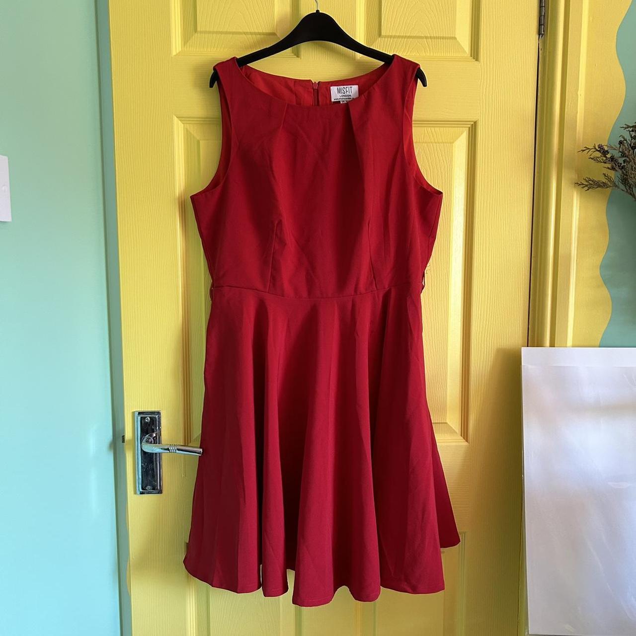 Misfit London red skater style dress - size... - Depop