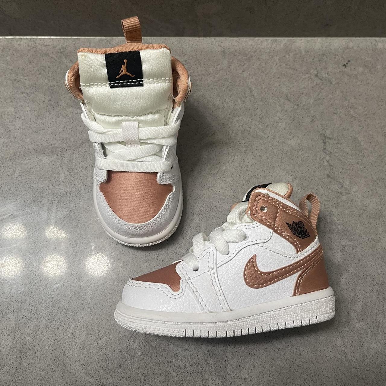 Jordan 1 Mid White Rose Gold Toddler Shoes Colorway