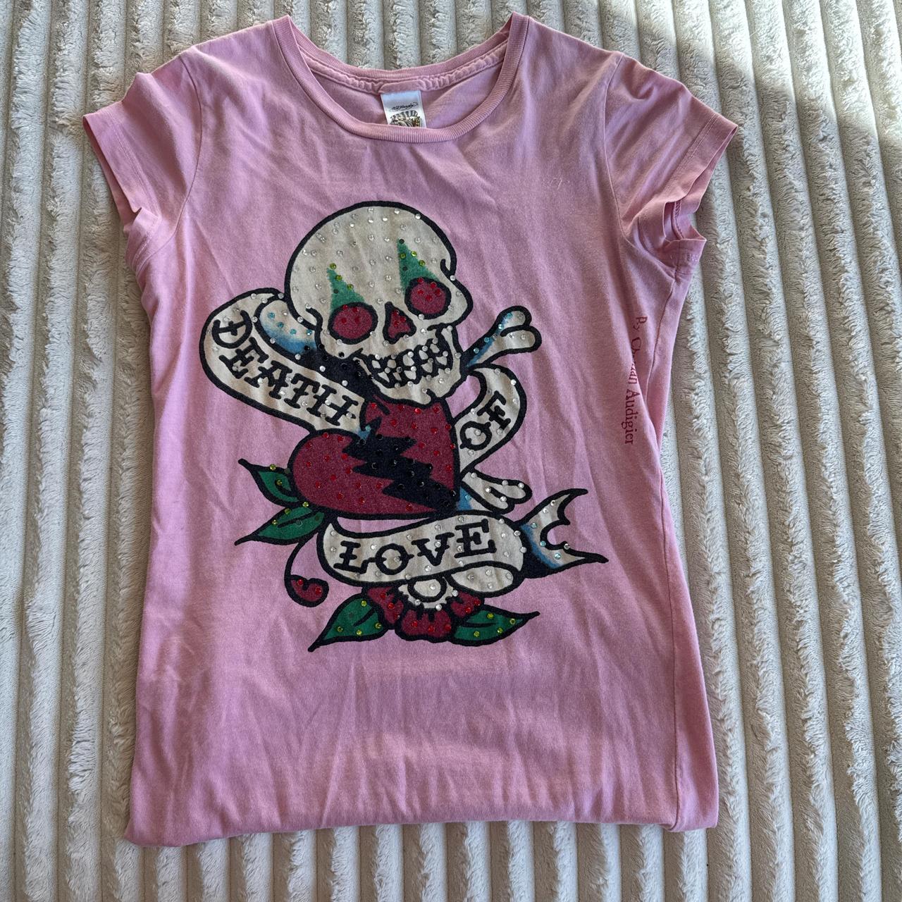 Pink ed-hardy-t-shirt - Depop