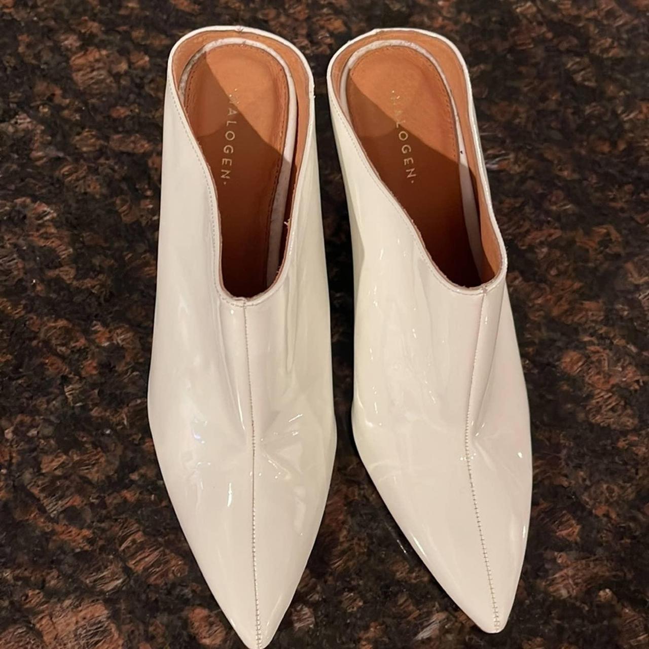 Halogen white newest patent mule