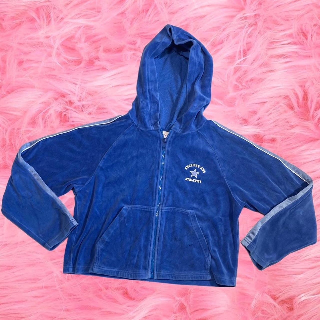 american girl powder blue zip up velour like... Depop