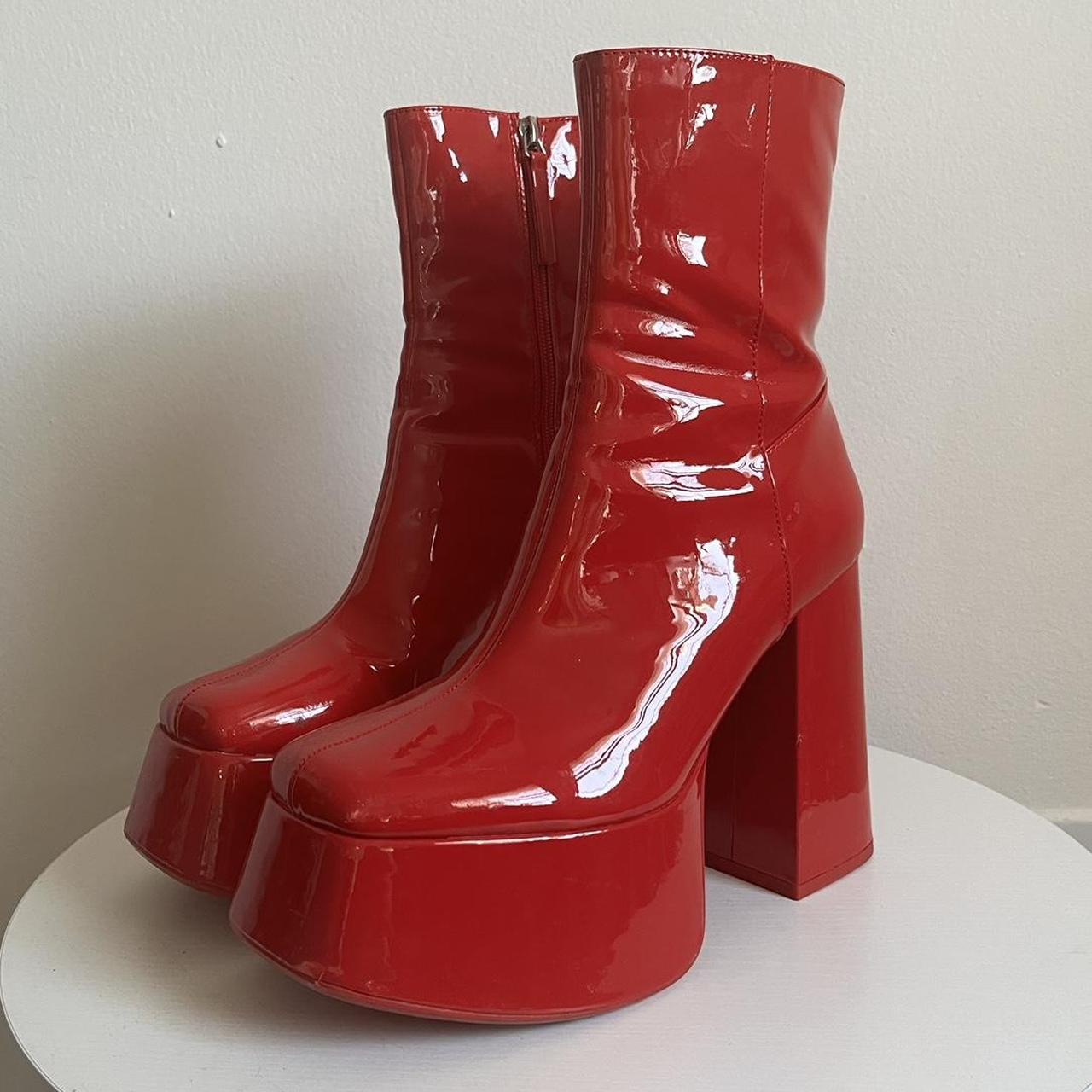 Bershka Women's Red Boots | Depop