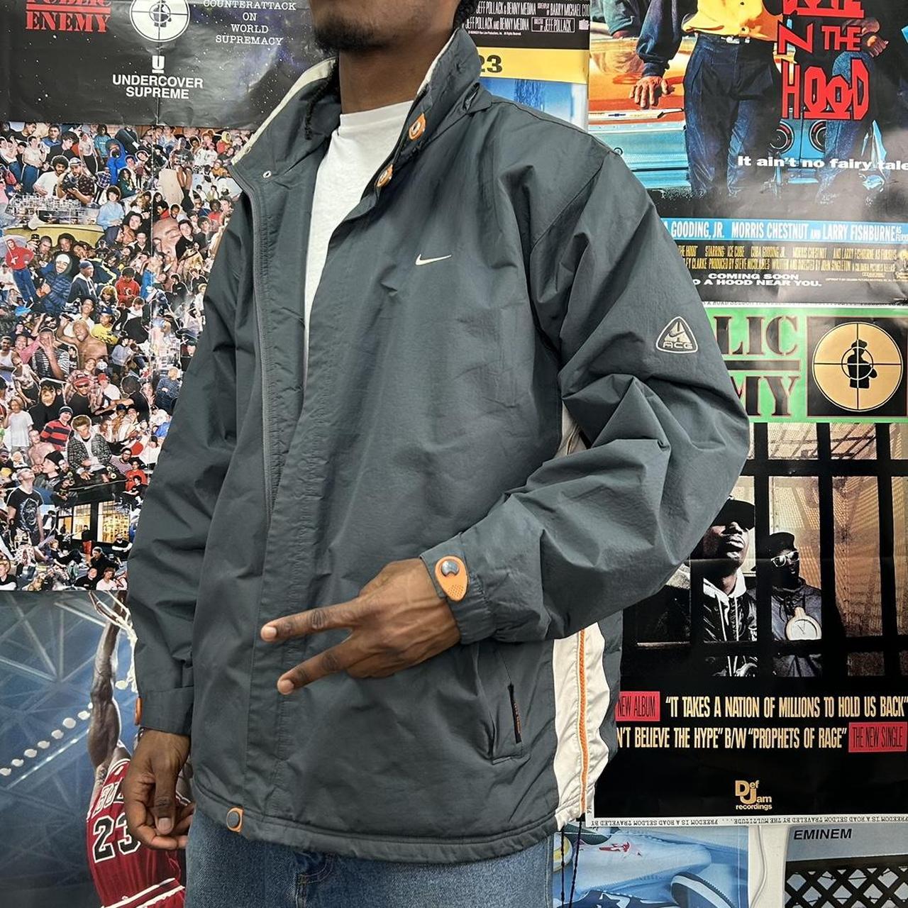 Nike ACG Men's Grey and Orange Jacket Depop