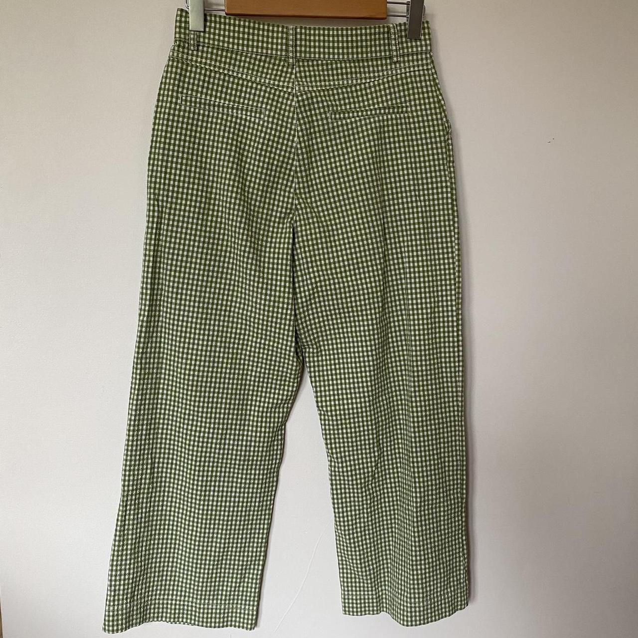 ZARA Green gingham seersucker pants Size M I’m... - Depop