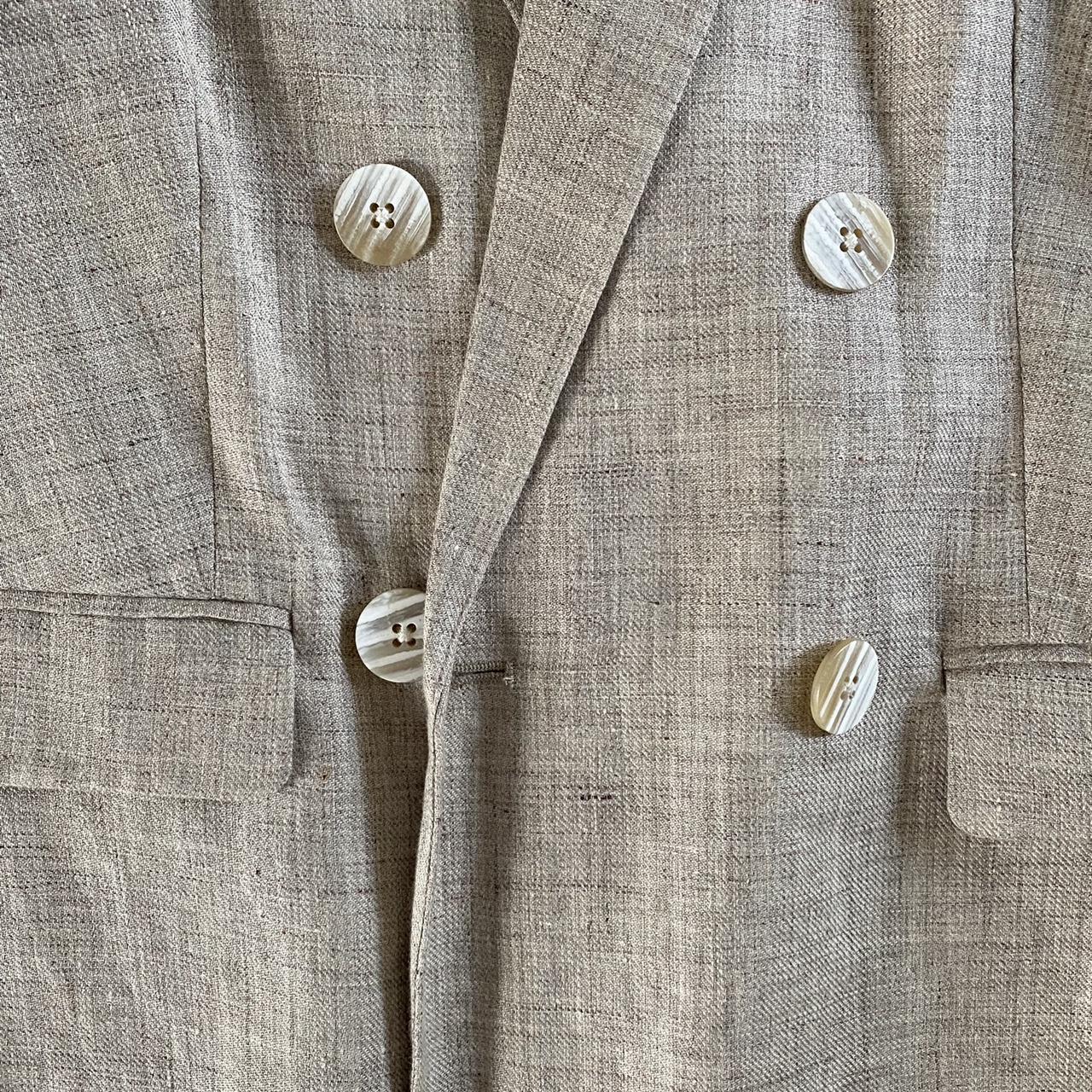 WITCHERY Textured 100% linen blazer in natural beige... - Depop