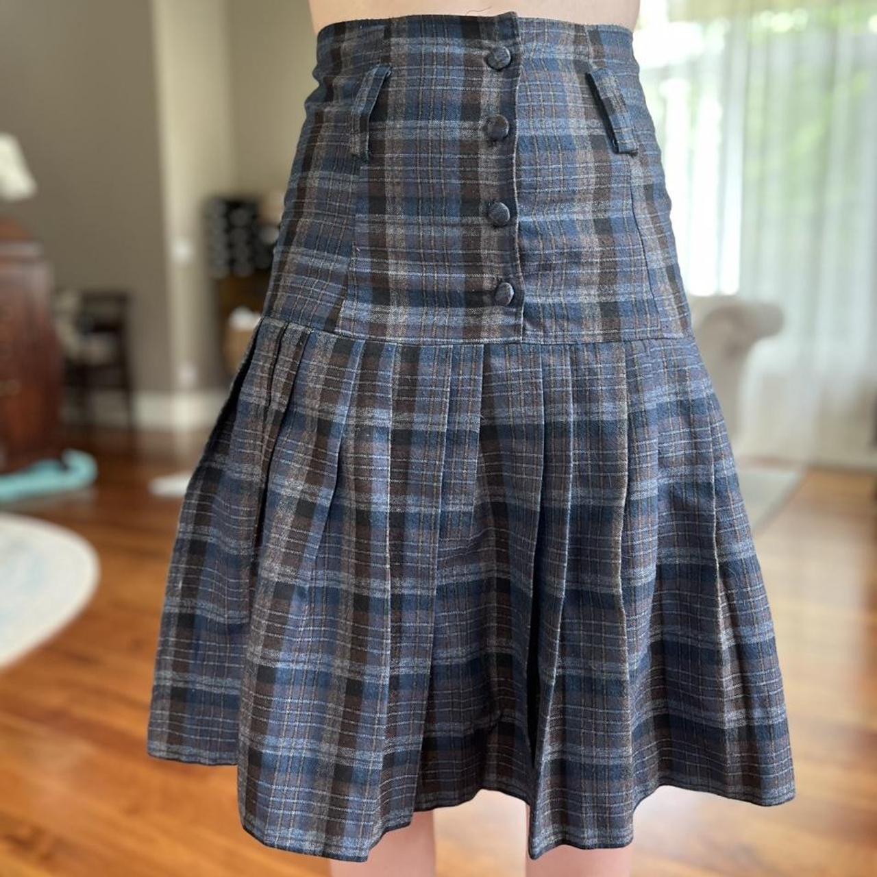 Plaid vintage skirt outlet blue