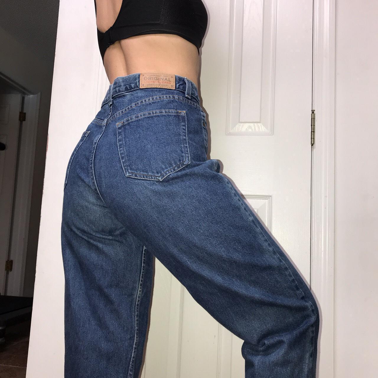 Vintage Mid-High Waisted Dark Indigo Blue Fade - Depop