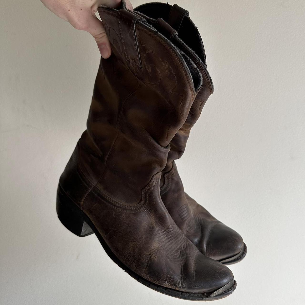 Brown Leather Western Boots men s 10 some obvious Depop