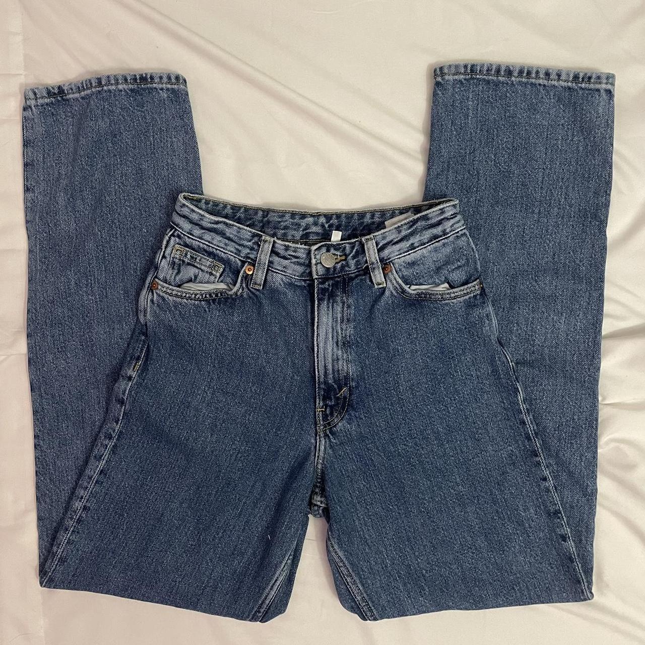 Monki straight leg high rise denim jeans waist: 25... - Depop