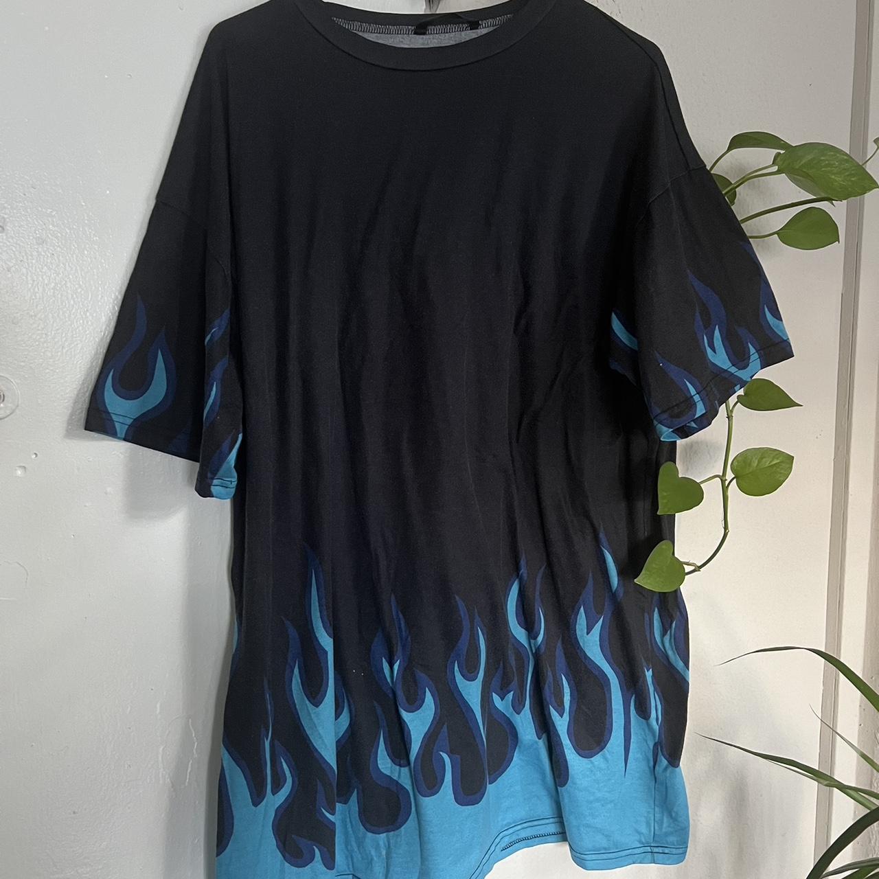 Blue flame shirt dress #emo #punk #egirl - Depop