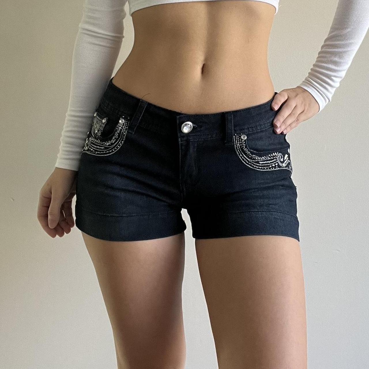 【suzen】Marilyn y2k dark blue denim shorts Y2K Denim Shorts Low Waisted Blue Jean Short 00s Jean Shorts