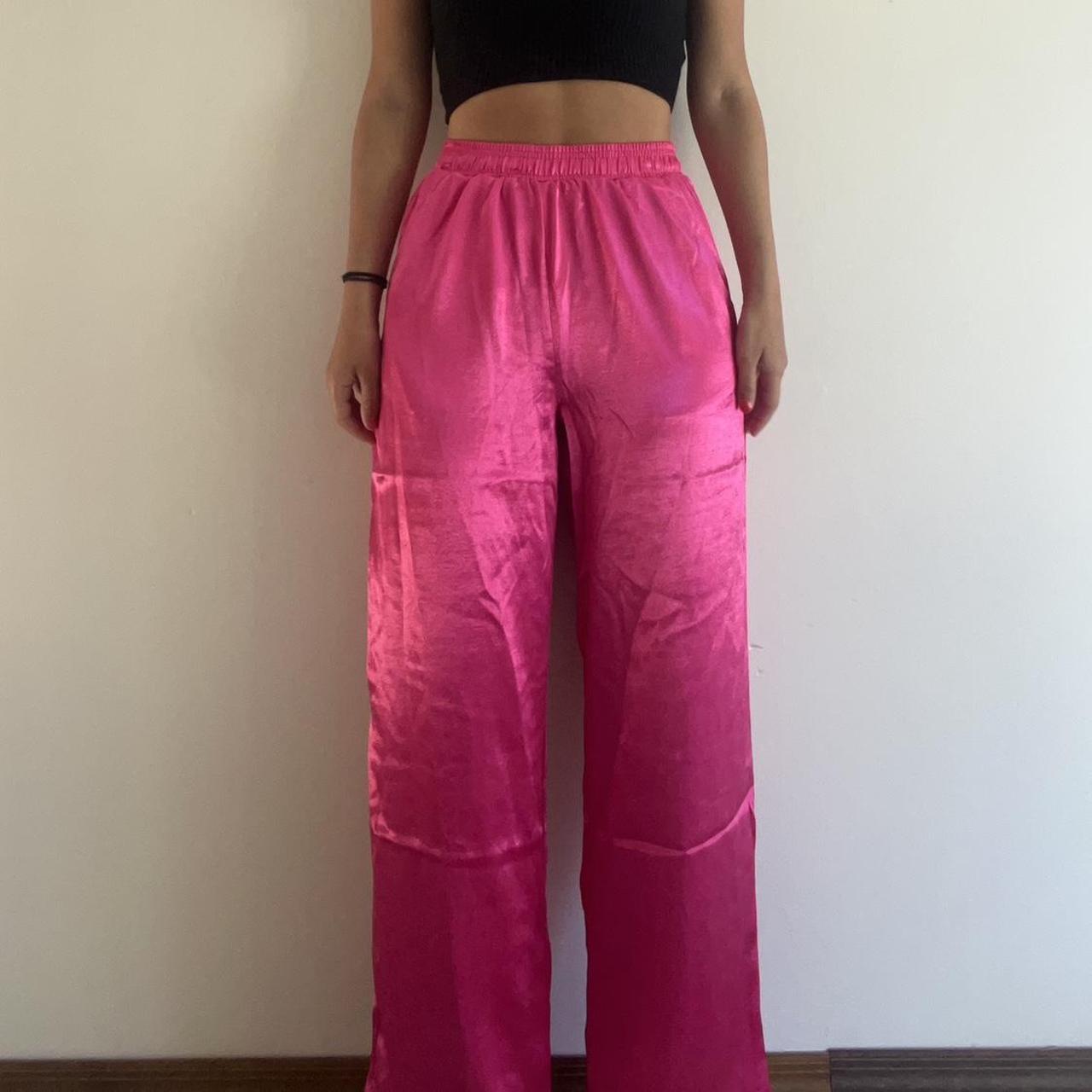 PINK SATIN PANTS NWT Brand double zero Silky satin. Depop