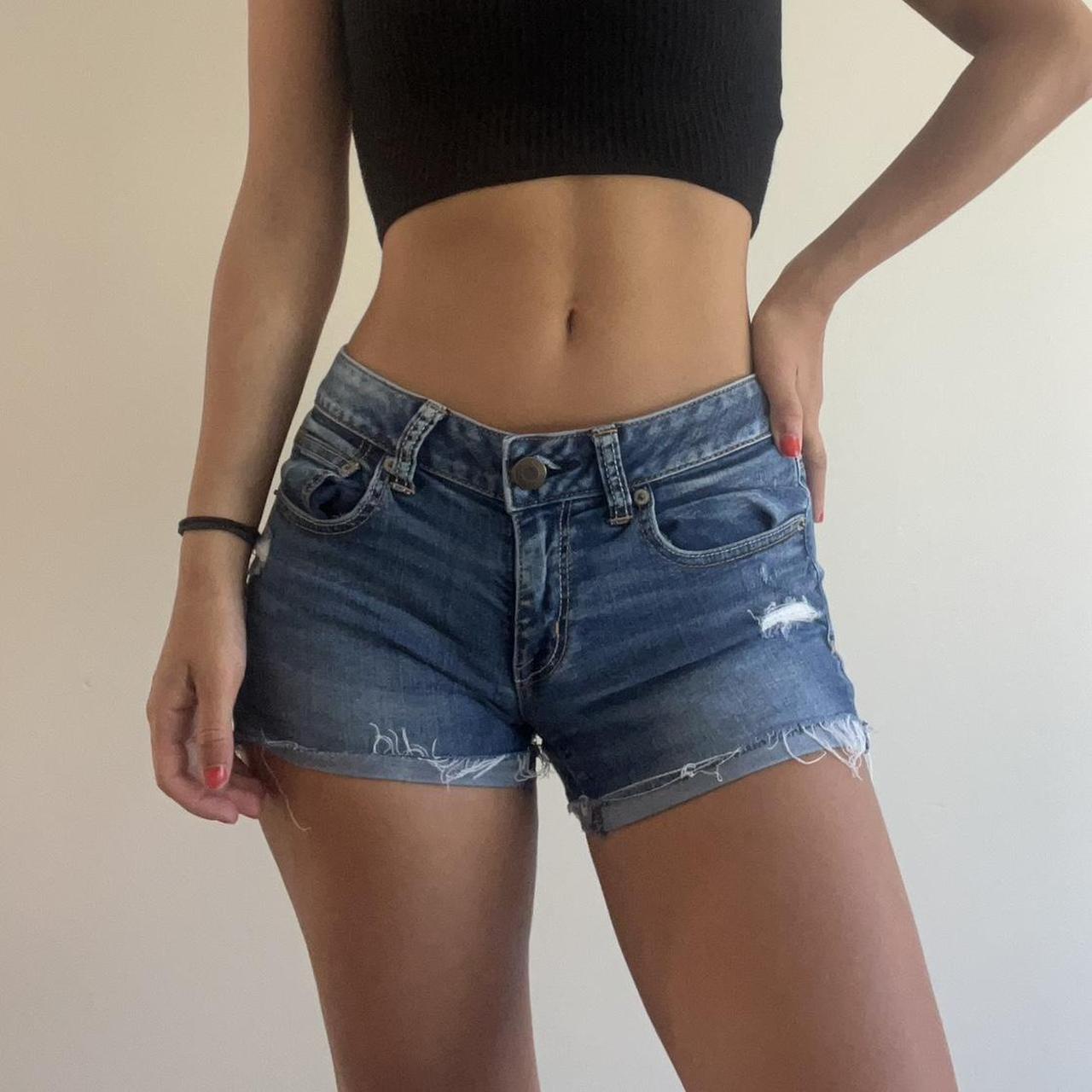 BLUE DENIM SHORTS Classic daisy duke short... - Depop