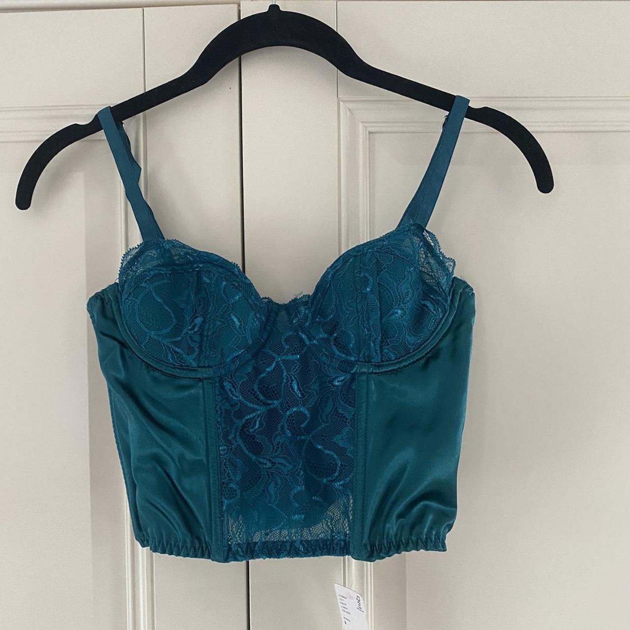 Urban Outfitters Blue/Green Corset Top. Never Been... Depop