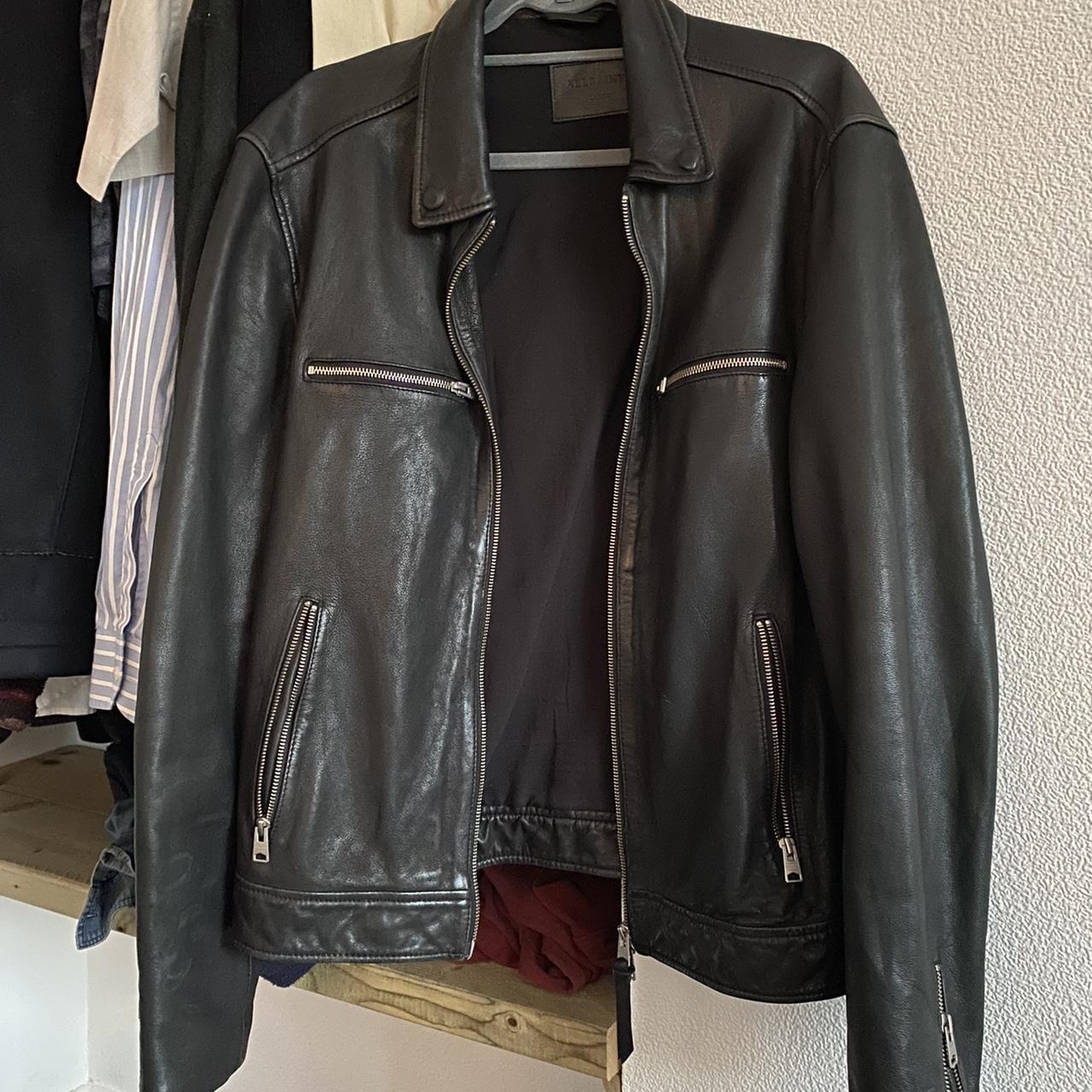 LARGE AllSaints leather jacket - perfect condition!!... - Depop