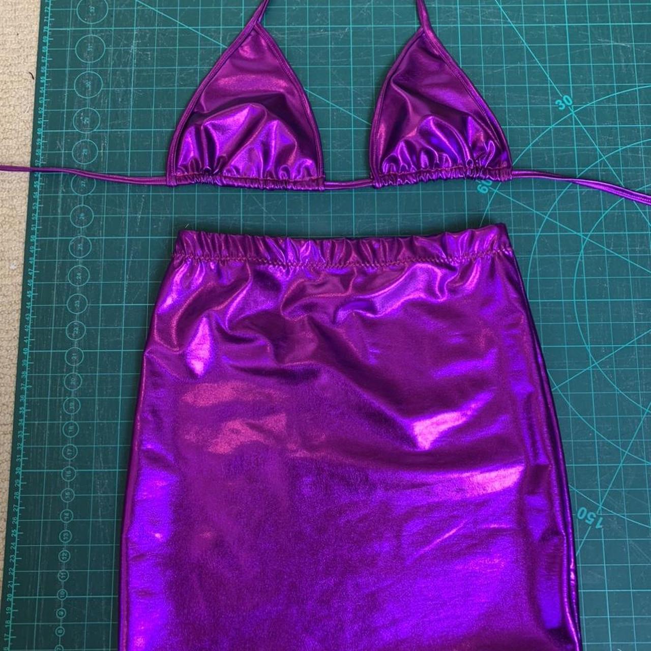 Purple metallic 2 piece set Skirt can be worn high... - Depop
