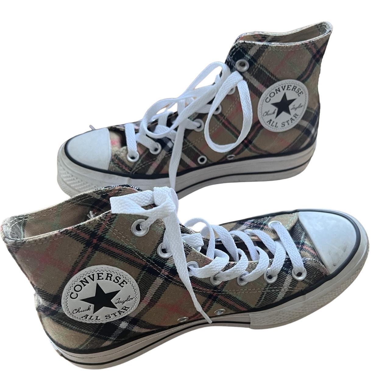 Bershka converse trainers limited edition Tartan