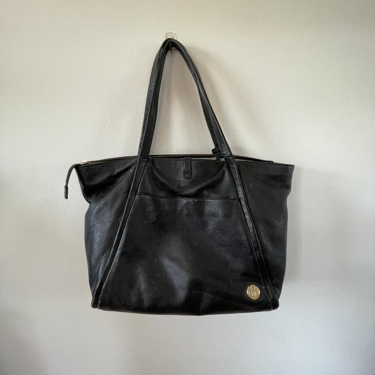 vince camuto black leather bag Depop