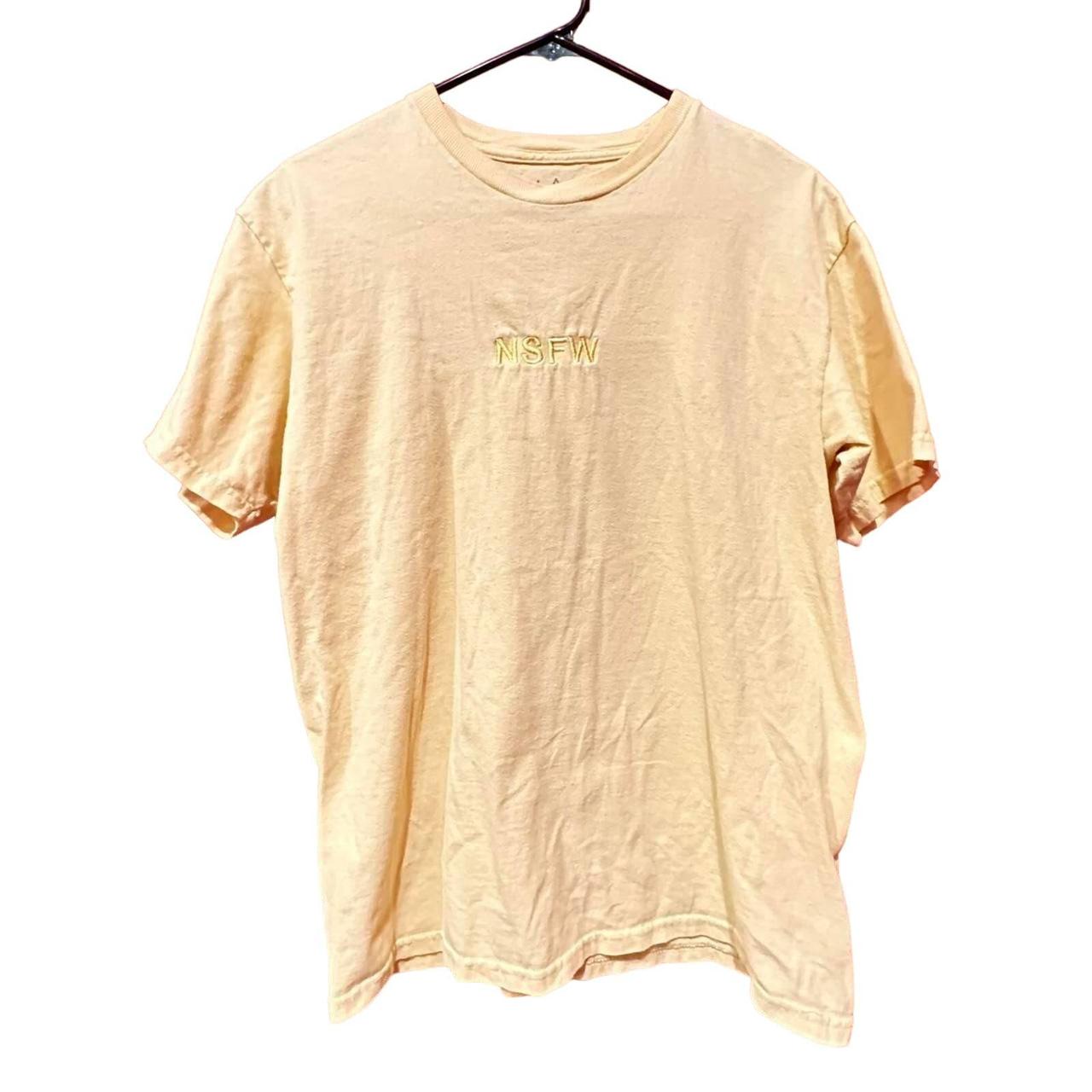 Size Medium NSFW Light Yellow Embroidered T-Shirt... - Depop