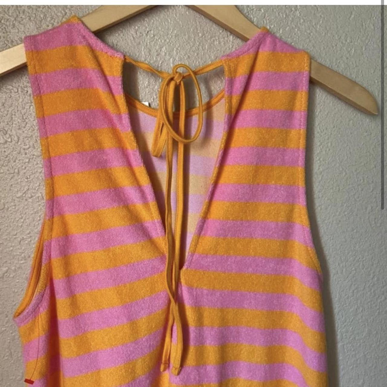 Zara Women's Pink and Orange Dress Depop