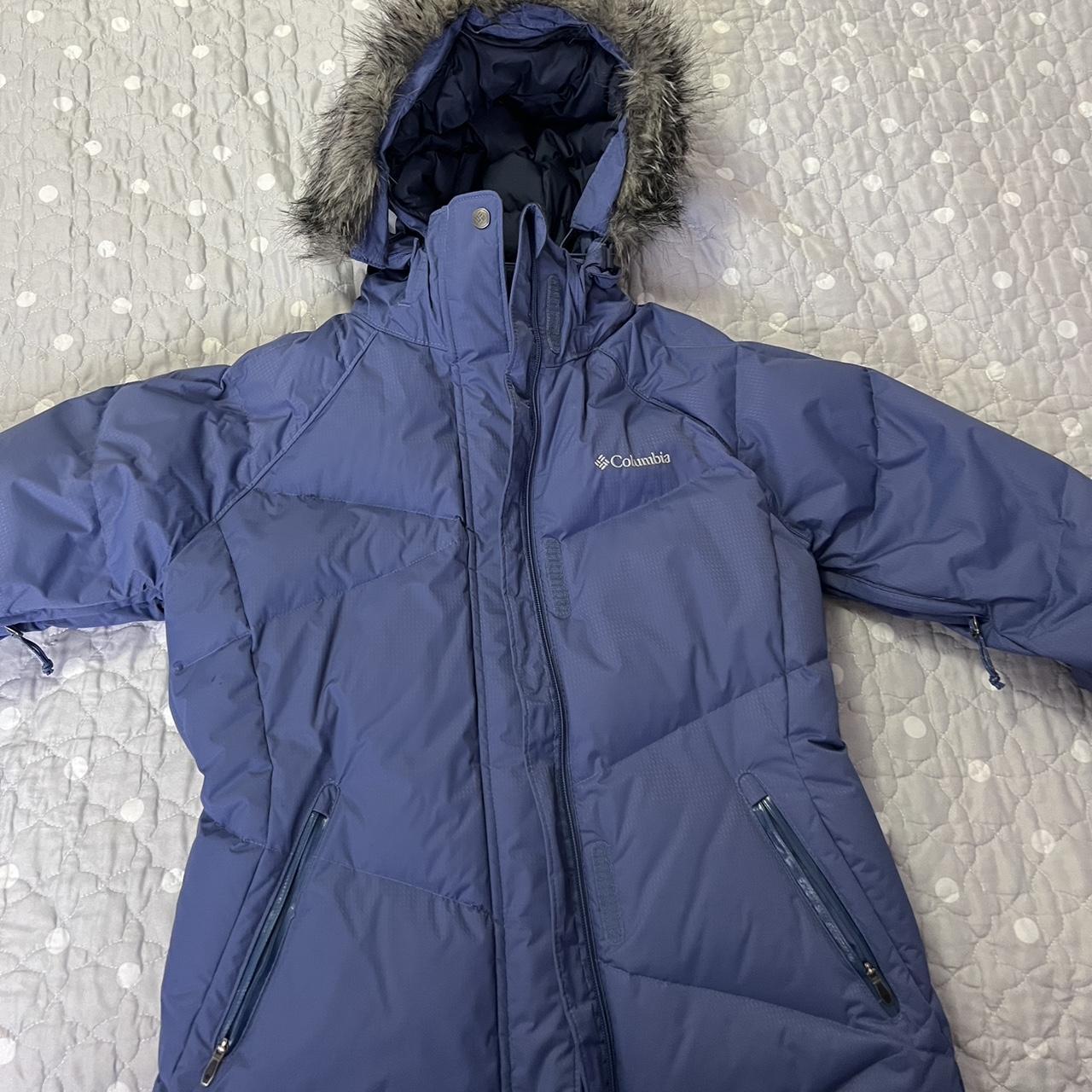 Columbia Women’s Down Jacket in Blue Omniheat... - Depop