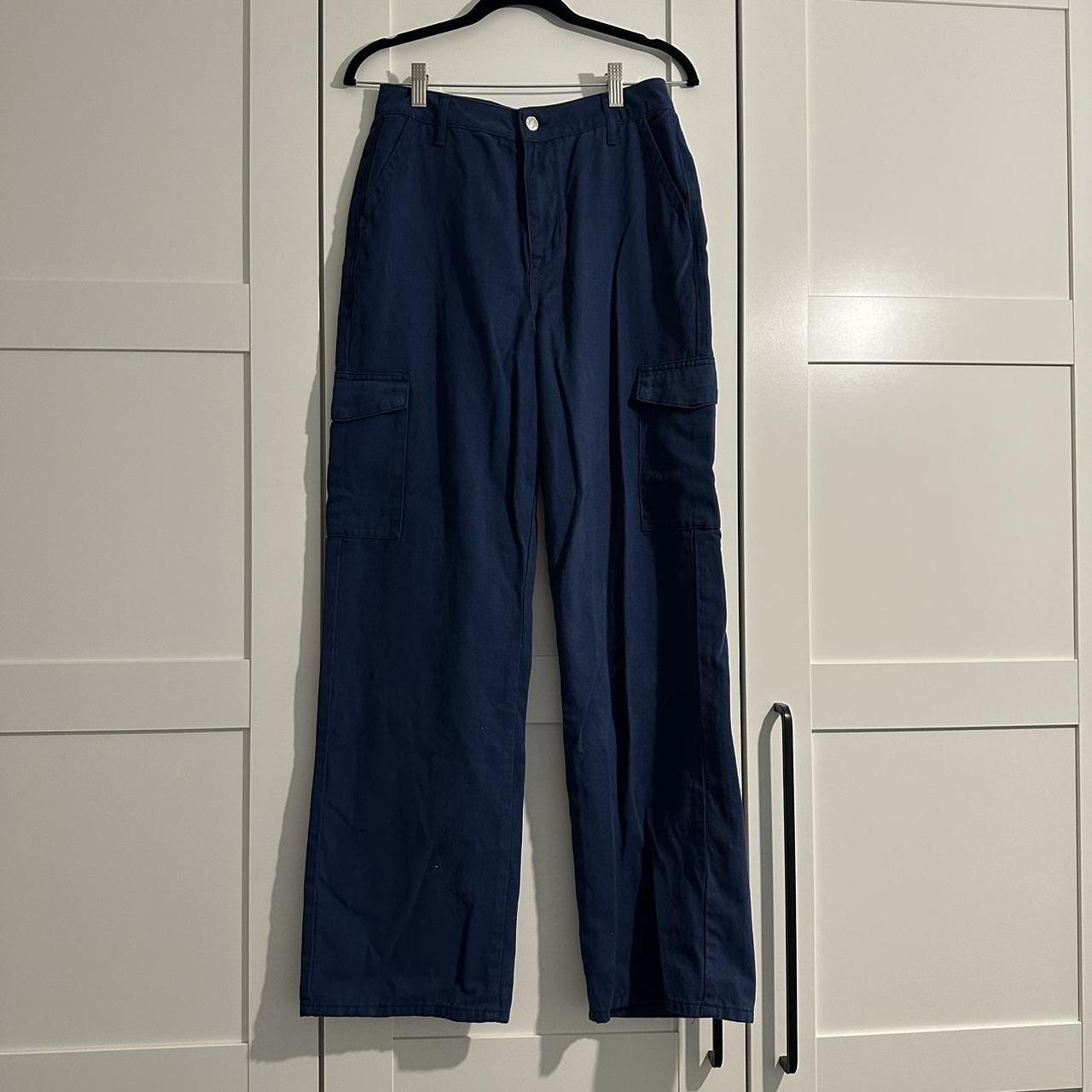 PRIMARK DENIM CO Navy Blue Chinos Stretch Slim Trousers Grey Turnup W28 L30  £6.00 - PicClick UK