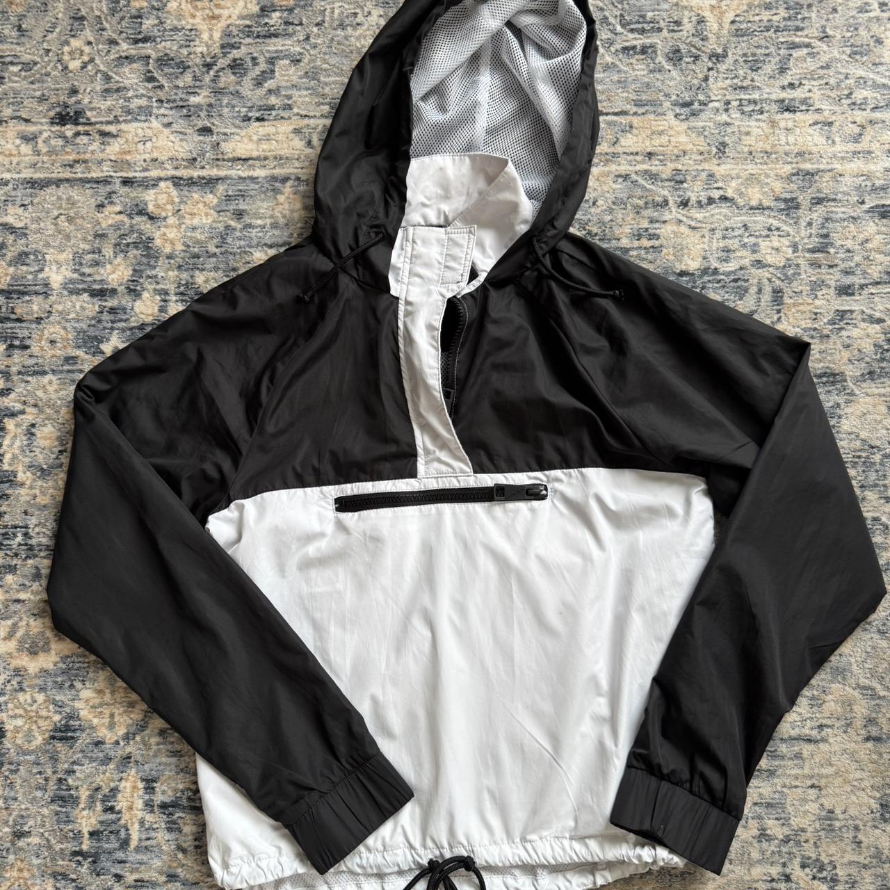 Hollister black and white rain jacket Depop