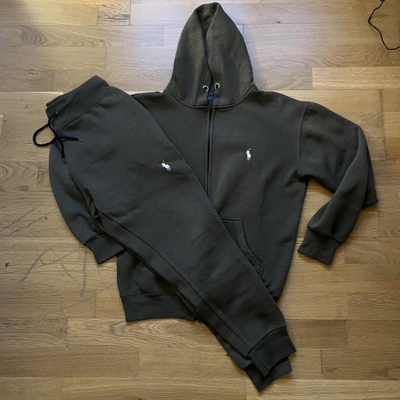 FULL KHAKI GREEN RALPH LAUREN TRACKSUIT - HOODIE +... - Depop