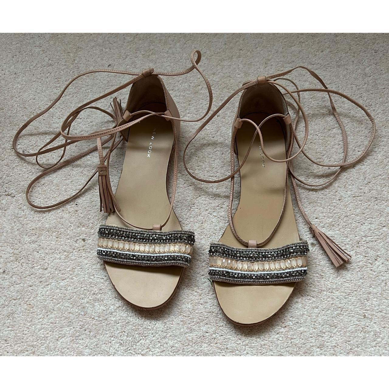 Nude on sale tie sandals