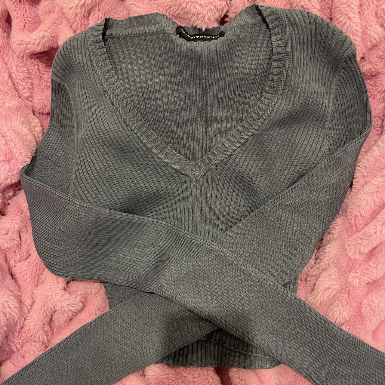 brandy melville grey ribbed milena cropped ribbed - Depop