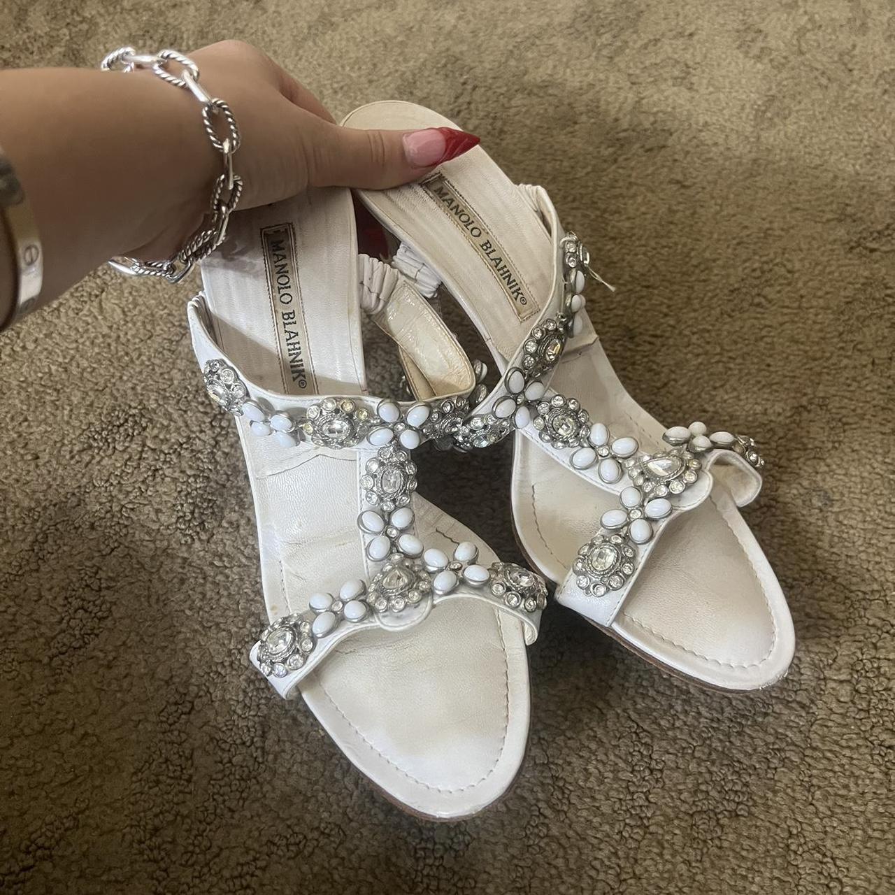 Manolo Blahnik white heels RUNS SMALL FOOT MODEL Depop