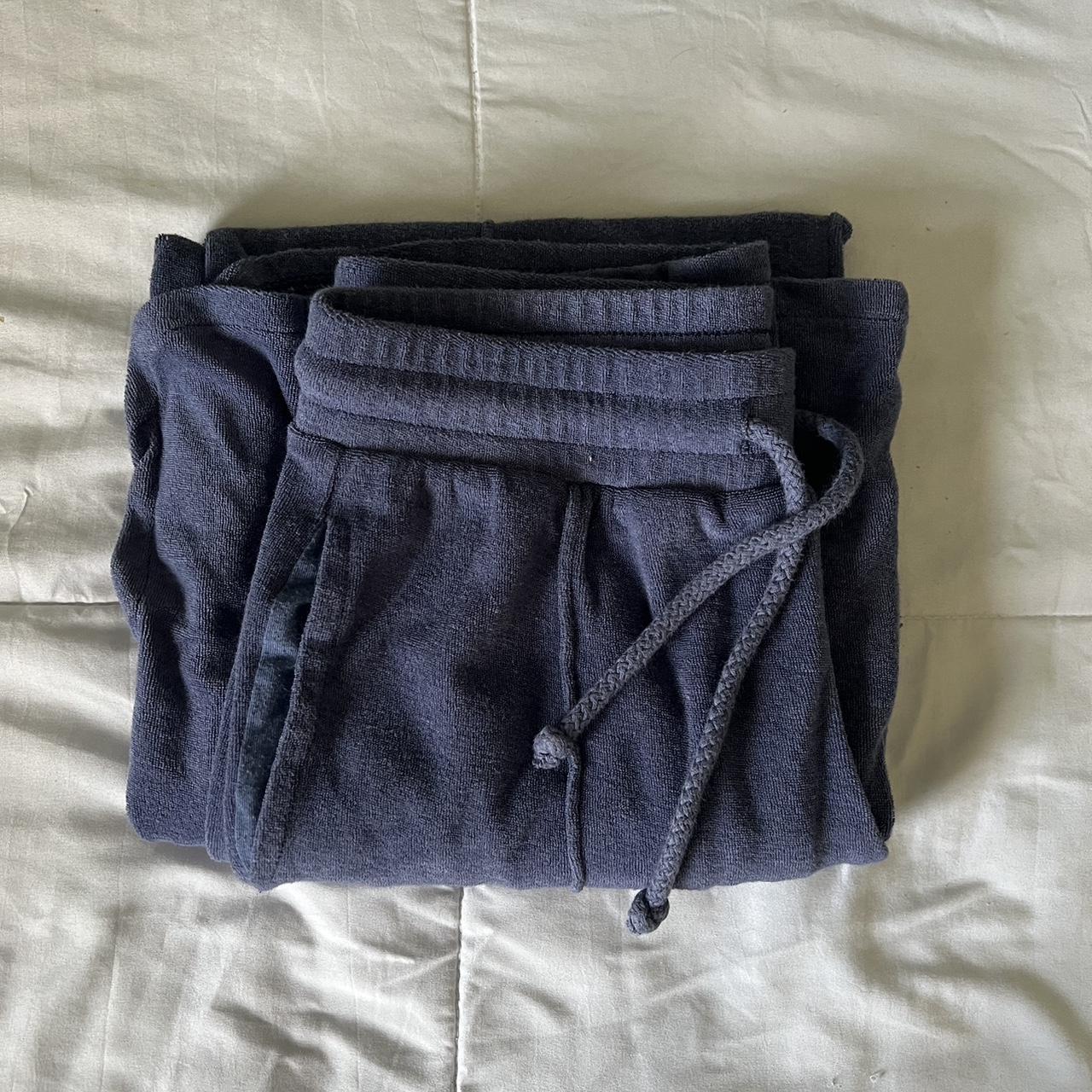 american eagle blue terry cloth pants #ae... - Depop