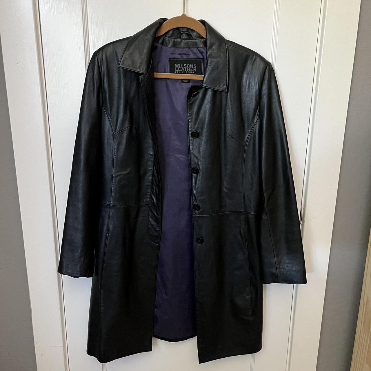 wilson’s leather trenchcoat - labeled large but fits... - Depop