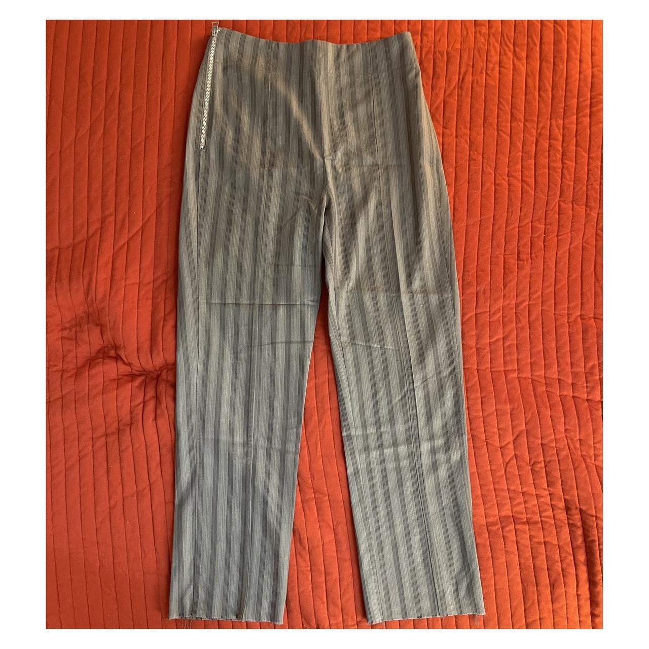 ACNE STUDIOS WOMENS SLIM-FIT PINSTRIPED TROUSERS... - Depop