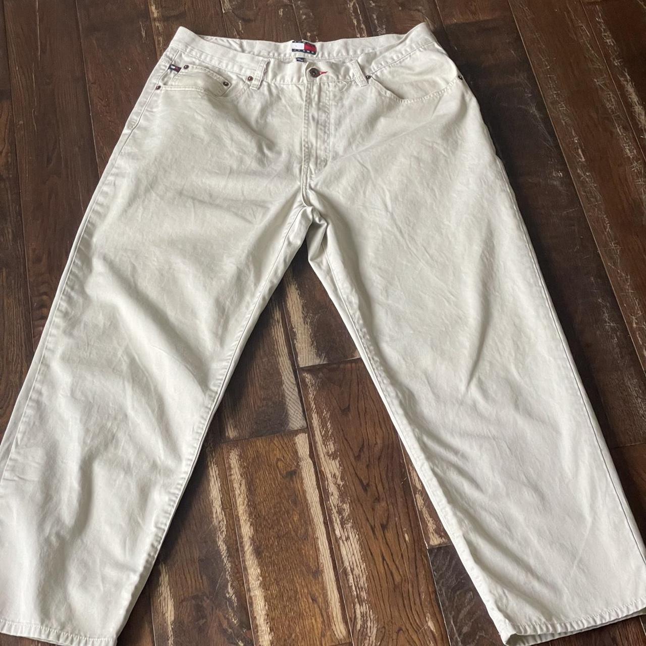 Cream/Beige mens unisex Tommy Hilfiger jeans Size... Depop