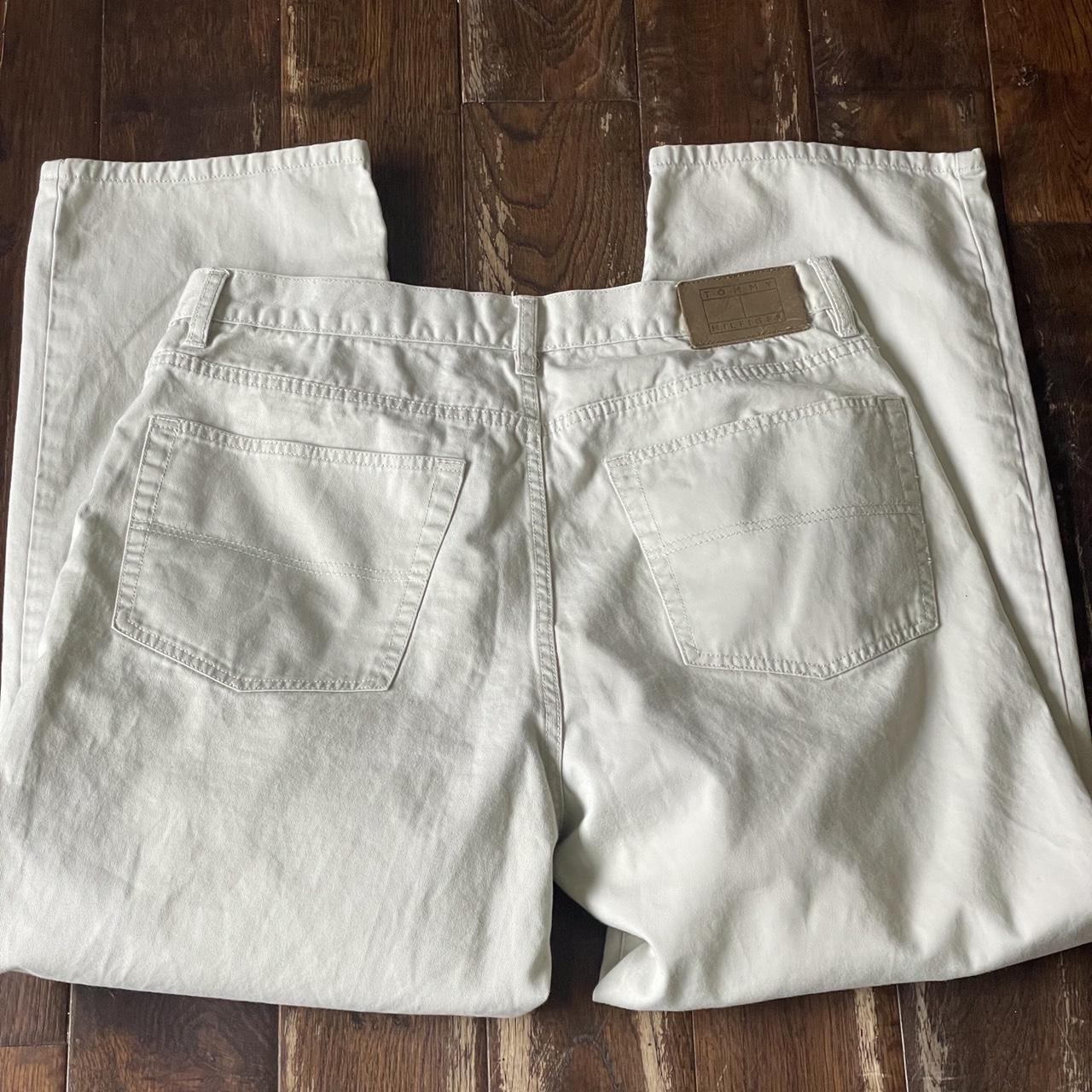 Cream/Beige mens unisex Tommy Hilfiger jeans Size... Depop