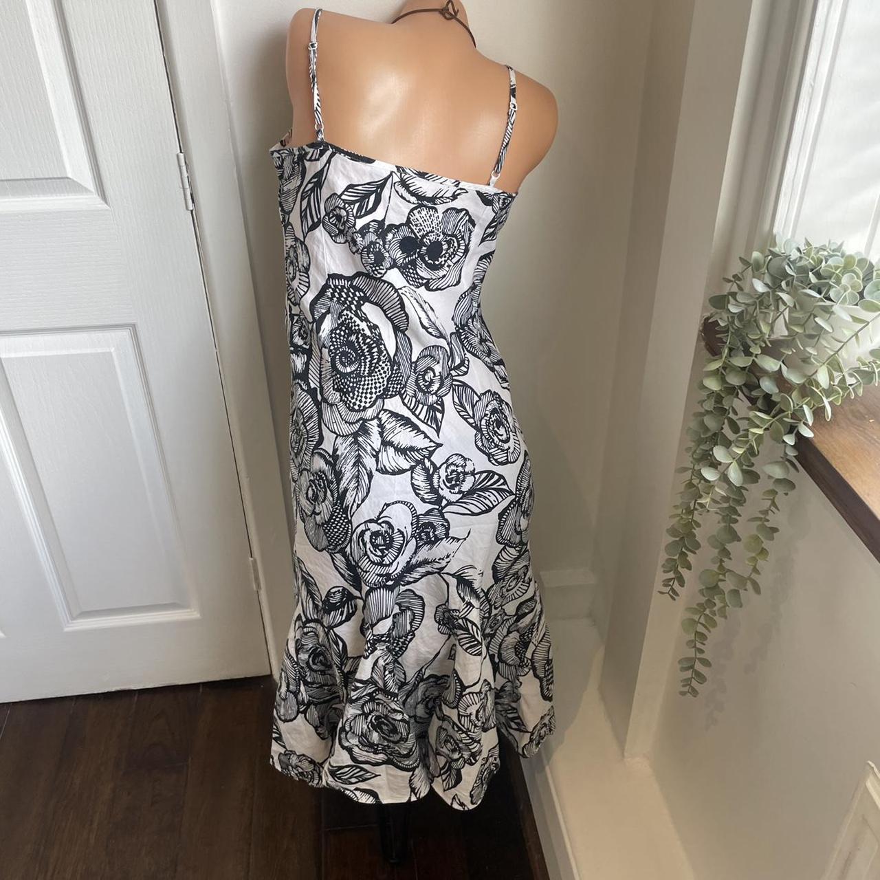 White Per Una midi dress with black floral print &... - Depop