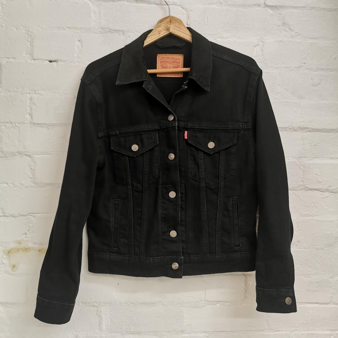 Black denim Levi's trucker jacket Womens size... - Depop